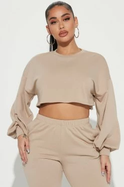 Fashion Nova Like A Champ Pullover Sweatshirt - Mocha
