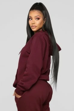 Fashion Nova Hoodies & Sweatshirts Stole Your Boyfriend's Oversized Hoodie - Burgundy