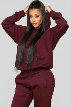 Fashion Nova Hoodies & Sweatshirts Stole Your Boyfriend's Oversized Hoodie - Burgundy