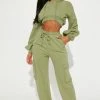 Fashion Nova Loungewear Pant Sets Chill Days Cargo Pant Set - Sage