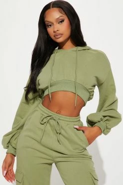 Fashion Nova Loungewear Pant Sets Chill Days Cargo Pant Set - Sage
