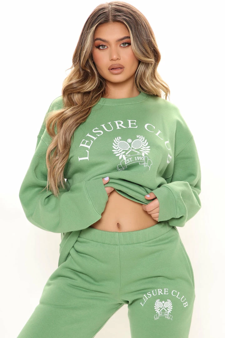 Fashion Nova New Members Club Jogger Set - Green Loungewear Sets