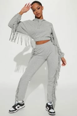 Fashion Nova Boho Babe Jogger Pant Set - Heather Grey