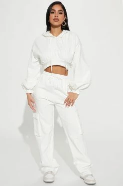Fashion Nova Chill Days Cargo Pant Set - White