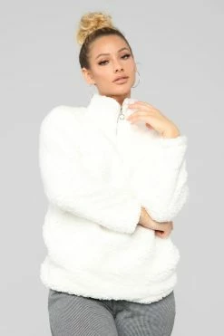 Fashion Nova Hoodies & Sweatshirts Karmen Fuzzy Jacket - Off White