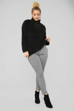 Fashion Nova Karmen Fuzzy Jacket - Black