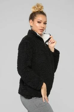 Fashion Nova Karmen Fuzzy Jacket - Black