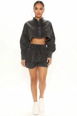 Fashion Nova Onto My Next Flight Shorts - Black Loungewear Shorts