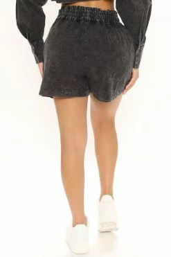 Fashion Nova Onto My Next Flight Shorts - Black Loungewear Shorts