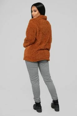Fashion Nova Karmen Fuzzy Jacket - Cognac