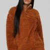 Fashion Nova Karmen Fuzzy Jacket - Cognac