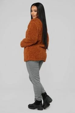 Fashion Nova Karmen Fuzzy Jacket - Cognac