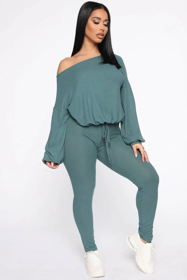 Fashion Nova You Gotta Chill Lounge Set - Teal Loungewear Sets