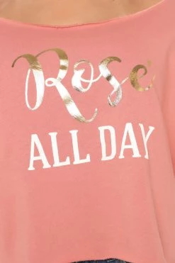 Fashion Nova Rose All Day Off Shoulder Sweatshirt - Peach