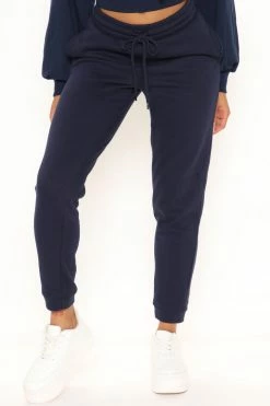 Fashion Nova Sweatpants & Joggers Unbothered Fleece Jogger - Navy