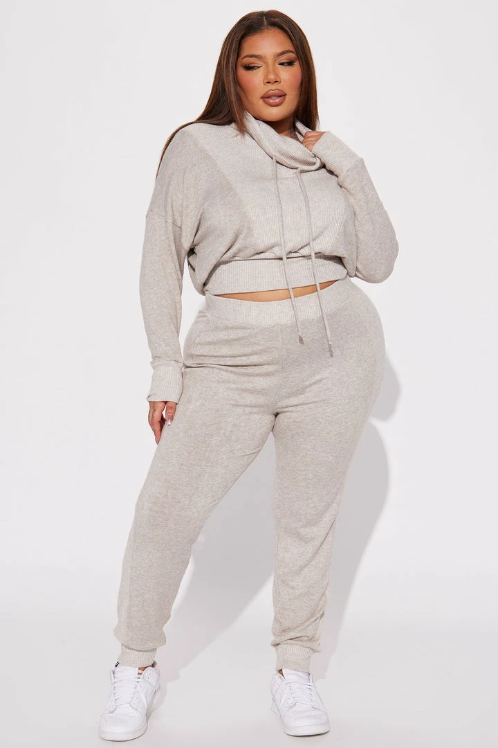 Fashion Nova Just Lounging Pant Set - Oatmeal Loungewear Pant Sets