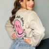 Fashion Nova 1 800 Smile Happy Face Sweatshirt - Khaki