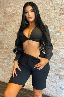 Fashion Nova Call It A Night Sweatshorts - Black