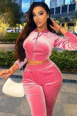 Fashion Nova Down To Lounge Pant Set - Pink