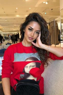 Fashion Nova Fake Smile Sweatshirt - Red Hoodies & Sweatshirts