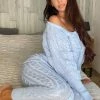 Fashion Nova Got Me Chilled Down Sweater Set - Dusty Blue Loungewear Sets