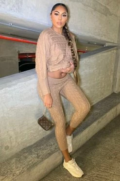 Fashion Nova Got Me Chilled Down Sweater Set - Mocha Loungewear Sets