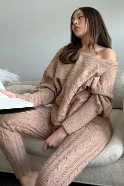 Fashion Nova Got Me Chilled Down Sweater Set - Mocha Loungewear Sets
