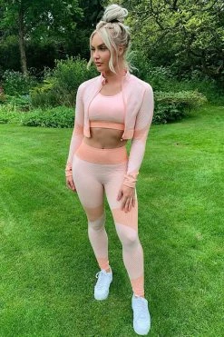 Fashion Nova Matrix Infinity Seamless Active Crop Jacket - Blush/combo