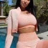 Fashion Nova Matrix Infinity Seamless Active Crop Jacket - Blush/combo