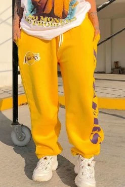 Fashion Nova NBA On The Rebound Lakers Sweatpants - Yellow Sweatpants & Joggers