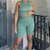 Fashion Nova Never Too Much Seamless Short Set - Green Loungewear Sets
