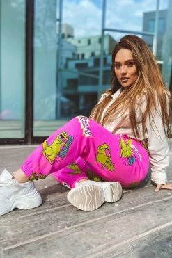 Fashion Nova Sweatpants & Joggers Rawr Reptar Graphic Sweatpants - Hot Pink
