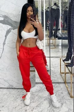Fashion Nova Stole Your Boyfriend's Oversized Jogger - Red Sweatpants & Joggers