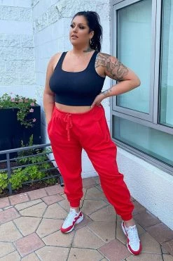 Fashion Nova Stole Your Boyfriend's Oversized Jogger - Red Sweatpants & Joggers
