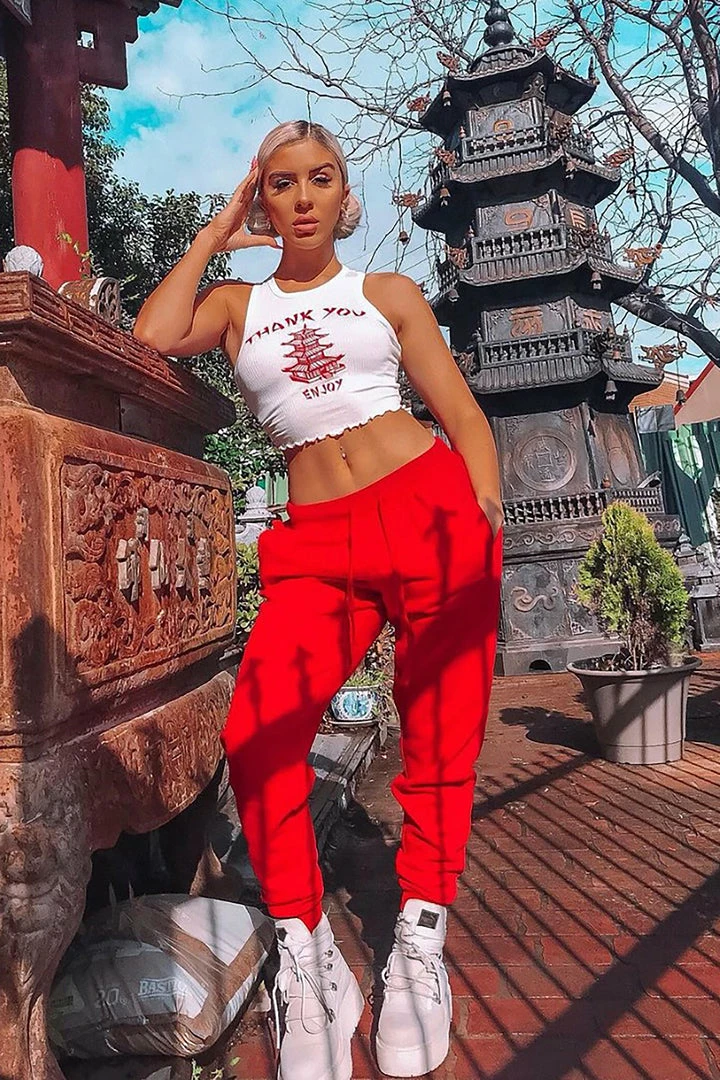 Fashion Nova Stole Your Boyfriend's Oversized Jogger - Red Sweatpants & Joggers