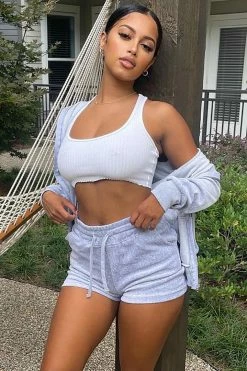 Fashion Nova The OG Trendsetter Velour Short Set - Heather Grey Loungewear Sets