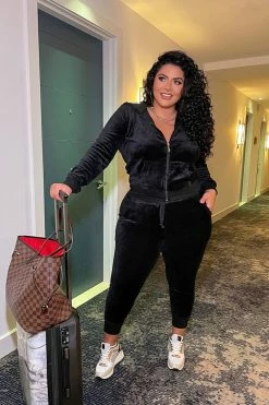 Fashion Nova The Original Trendsetter Velour Set - Black Loungewear Sets