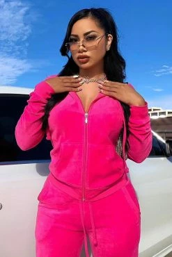Fashion Nova The Original Trendsetter Velour Set - Bubblegum Pink Loungewear Sets