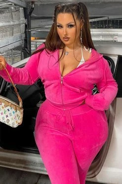 Fashion Nova The Original Trendsetter Velour Set - Bubblegum Pink Loungewear Sets