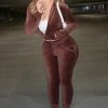 Fashion Nova The Original Trendsetter Velour Set - Chocolate Loungewear Sets