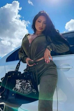 Fashion Nova The Original Trendsetter Velour Set - Olive