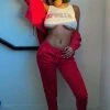 Fashion Nova The Original Trendsetter Velour Set - Red