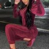 Fashion Nova Loungewear Pant Sets The Original Trendsetter Velour Set - Burgundy