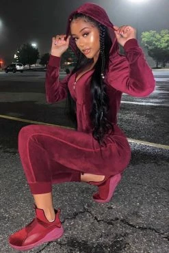 Fashion Nova Loungewear Pant Sets The Original Trendsetter Velour Set - Burgundy
