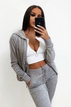 Fashion Nova The Original Trendsetter Velour Set - Heather Grey Loungewear Sets