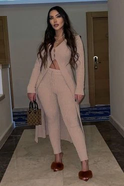 Fashion Nova Loungewear Sets Warm It Up Sweater Legging Set - Taupe