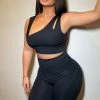 Fashion Nova Weekend Workout Short Set - Black Loungewear Sets