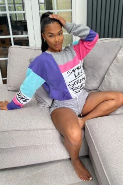 Fashion Nova Hoodies & Sweatshirts Written With Love Sweatshirt - Purple/combo